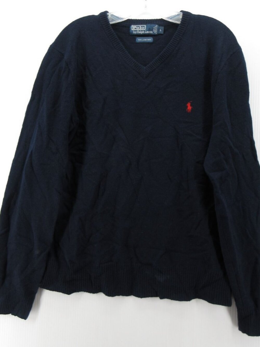 VINTAGE Ralph Lauren Polo Sweater Large Lambs Wool Red Pony Pullover *